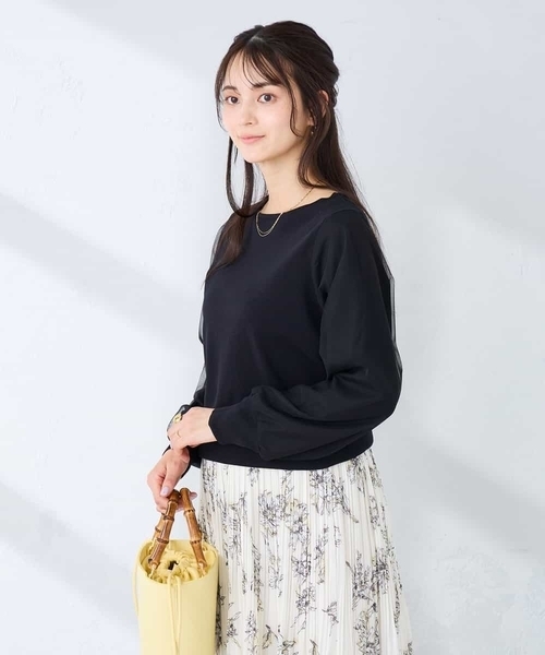 a.v.v(アーヴェヴェ)の「チュール袖ニット(ニット/セーター・レディース・ブラック/ライトグレー・40/38/36)」の18枚目の写真