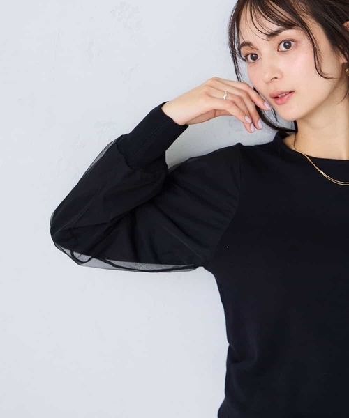 a.v.v(アーヴェヴェ)の「チュール袖ニット(ニット/セーター・レディース・ブラック/ライトグレー・40/38/36)」の11枚目の写真