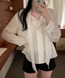 リボン長袖シャツ