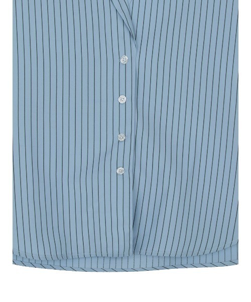 Ameri（アメリ）の「PINSTRIPE JACKET DETAIL SHIRT（シャツ/ブラウス・レディース・ピンク/ライトブルー・MEDIUM/SMALL）」の20枚目の写真