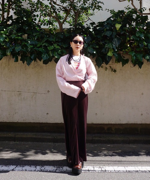 Ameri（アメリ）の「PINSTRIPE JACKET DETAIL SHIRT（シャツ/ブラウス・レディース・ピンク/ライトブルー・MEDIUM/SMALL）」の12枚目の写真