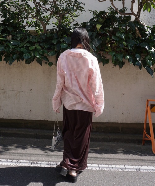 Ameri（アメリ）の「PINSTRIPE JACKET DETAIL SHIRT（シャツ/ブラウス・レディース・ピンク/ライトブルー・MEDIUM/SMALL）」の14枚目の写真