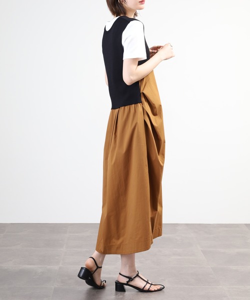 Anna Nicola(アンナニコラ)の「Anna Nicola ニット切替 ノースリーブワンピース(ワンピース・レディース・キャメル/モカ・38)」の15枚目の写真