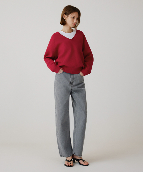 SIYAZU（シヤジュ）の「SIJN6111 バランスカーブドカラー デニム_Vintage gray（デニムパンツ・レディース・ライトグレー・SMALL/MEDIUM/LARGE）」の2枚目の写真