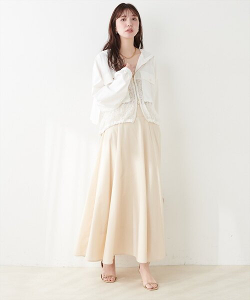 natural couture（ナチュラルクチュール）の「レースコンビブルゾン（ブルゾン・レディース・グレイッシュベージュ/オフホワイト/ブラック・FREE）」の8枚目の写真