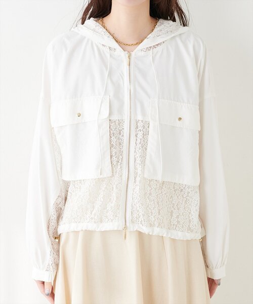 natural couture（ナチュラルクチュール）の「レースコンビブルゾン（ブルゾン・レディース・グレイッシュベージュ/オフホワイト/ブラック・FREE）」の19枚目の写真