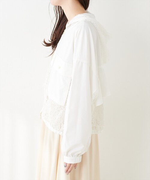 natural couture（ナチュラルクチュール）の「レースコンビブルゾン（ブルゾン・レディース・グレイッシュベージュ/オフホワイト/ブラック・FREE）」の20枚目の写真