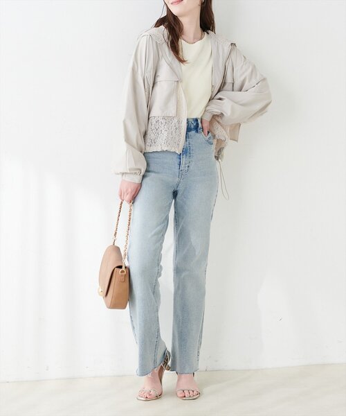 natural couture（ナチュラルクチュール）の「レースコンビブルゾン（ブルゾン・レディース・グレイッシュベージュ/オフホワイト/ブラック・FREE）」の17枚目の写真