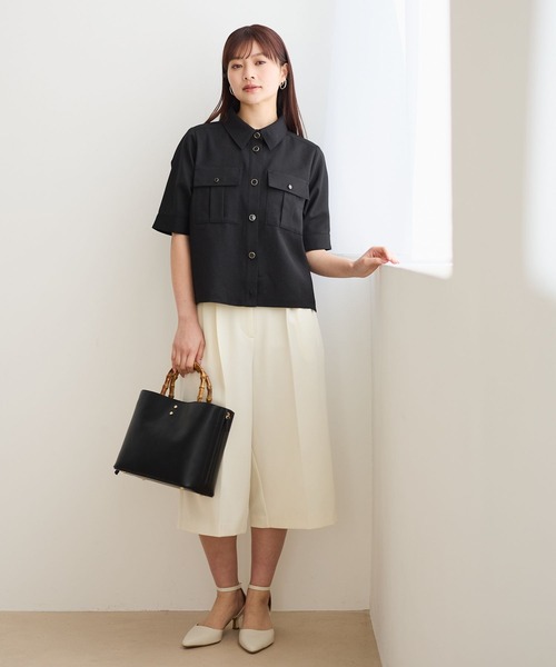 Andemiu（アンデミュウ）の「センタープレスミディパンツ647399（その他パンツ・レディース・チャコールグレー/アイボリー・SMALL/MEDIUM）」の4枚目の写真