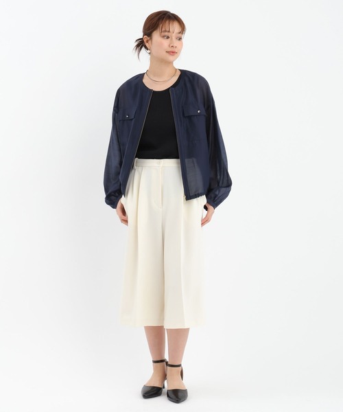 Andemiu（アンデミュウ）の「センタープレスミディパンツ647399（その他パンツ・レディース・チャコールグレー/アイボリー・SMALL/MEDIUM）」の6枚目の写真