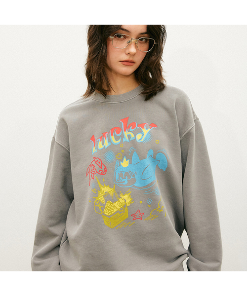 GAKKAI UNIONS(ガッカイユニオンズ)の「ラッキーピグメント スウェット ストーングレー(スウェット・レディース・その他・SMALL/MEDIUM/LARGE/X-LARGE)」の1枚目の写真