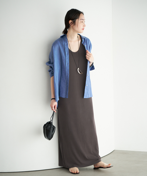 plage（プラージュ）の「sand wash loose ワンピース（ワンピース・レディース・ライトグレー/ブラウン・36/38）」の16枚目の写真