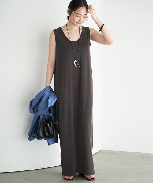 plage（プラージュ）の「sand wash loose ワンピース（ワンピース・レディース・ライトグレー/ブラウン・36/38）」の9枚目の写真