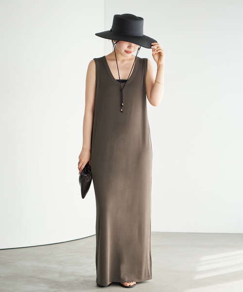 plage（プラージュ）の「sand wash loose ワンピース（ワンピース・レディース・ライトグレー/ブラウン・36/38）」の5枚目の写真