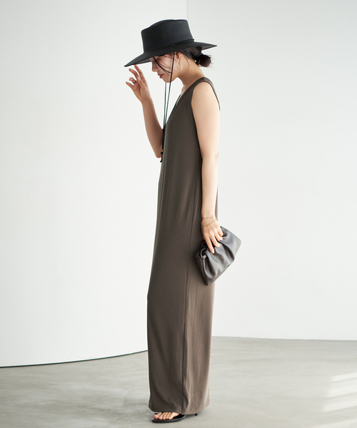 plage（プラージュ）の「sand wash loose ワンピース（ワンピース・レディース・ライトグレー/ブラウン・36/38）」の4枚目の写真