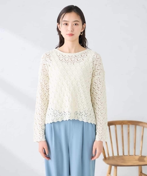 a.v.v（アーヴェヴェ）の「透かし編みニットプルオーバー（ニット/セーター・レディース・アイボリー・39）」の13枚目の写真