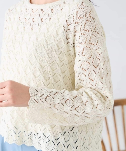 a.v.v（アーヴェヴェ）の「透かし編みニットプルオーバー（ニット/セーター・レディース・アイボリー・39）」の17枚目の写真