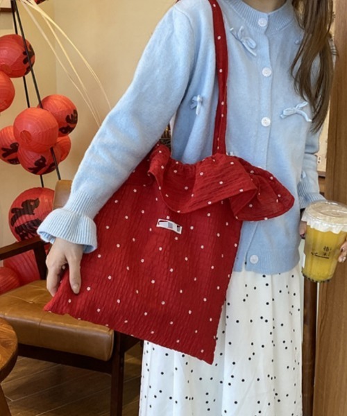 Ritzy（リッツィー）の「フラワープリント フリルデザイン　トートバッグ（トートバッグ・レディース・レッド/ホワイト/ブラック・FREE）」の3枚目の写真