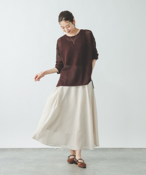 GLOBAL WORK（グローバルワーク）の「洗えるメッシュラメプルオーバー＊タンク/640379（ニット/セーター・レディース・オフホワイト/ダークブラウン/ダークグレー・LARGE/MEDIUM）」の4枚目の写真