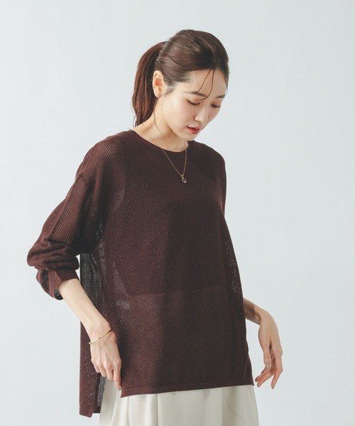 GLOBAL WORK（グローバルワーク）の「洗えるメッシュラメプルオーバー＊タンク/640379（ニット/セーター・レディース・オフホワイト/ダークブラウン/ダークグレー・LARGE/MEDIUM）」の5枚目の写真