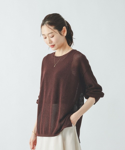 GLOBAL WORK（グローバルワーク）の「洗えるメッシュラメプルオーバー＊タンク/640379（ニット/セーター・レディース・オフホワイト/ダークブラウン/ダークグレー・LARGE/MEDIUM）」の6枚目の写真