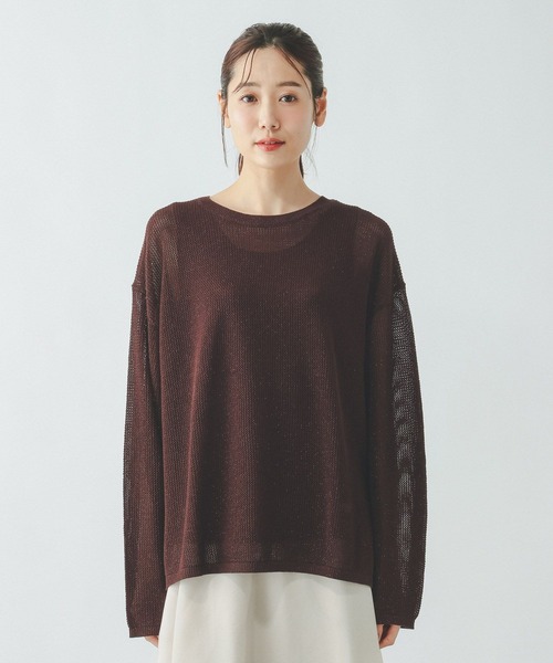 GLOBAL WORK（グローバルワーク）の「洗えるメッシュラメプルオーバー＊タンク/640379（ニット/セーター・レディース・オフホワイト/ダークブラウン/ダークグレー・LARGE/MEDIUM）」の7枚目の写真