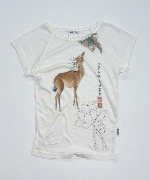 SCULPTOR(スカルプター)の「Zen Deer Tee(Tシャツ/カットソー・レディース・ミント/ホワイト・SMALL/MEDIUM/LARGE/X-SMALL)」の5枚目の写真