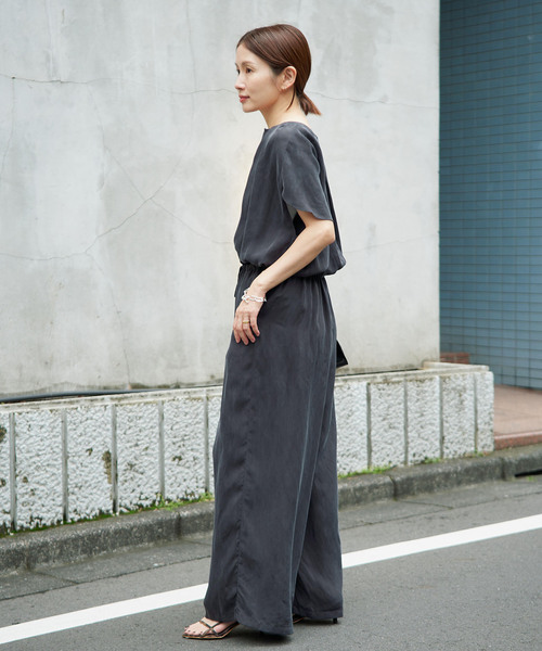 IENA(イエナ)の「《接触冷感/手洗い可》キュプラオーバーフレンチオールインワン(つなぎ/オールインワン・レディース・ブラウン/ブラック系その他・38/36)」の7枚目の写真