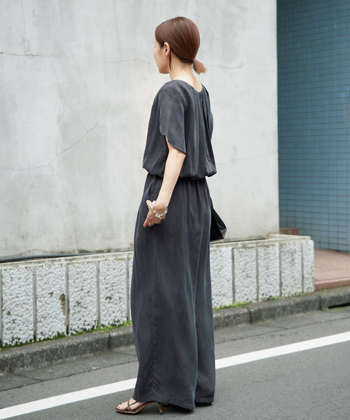 IENA(イエナ)の「《接触冷感/手洗い可》キュプラオーバーフレンチオールインワン(つなぎ/オールインワン・レディース・ブラウン/ブラック系その他・38/36)」の8枚目の写真