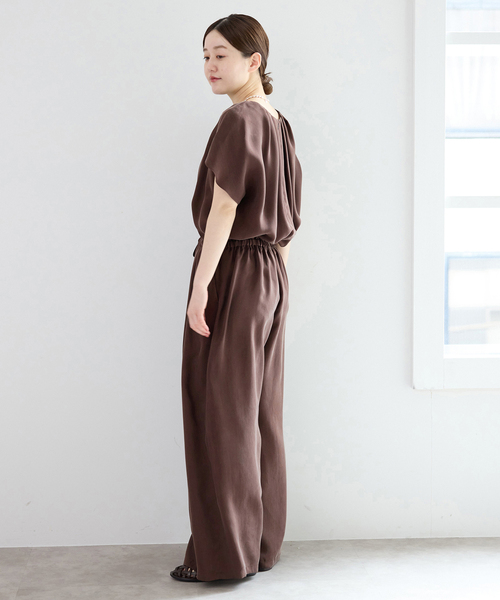 IENA（イエナ）の「《接触冷感/手洗い可》キュプラオーバーフレンチオールインワン（つなぎ/オールインワン・レディース・ブラウン/ブラック系その他・38/36）」の8枚目の写真