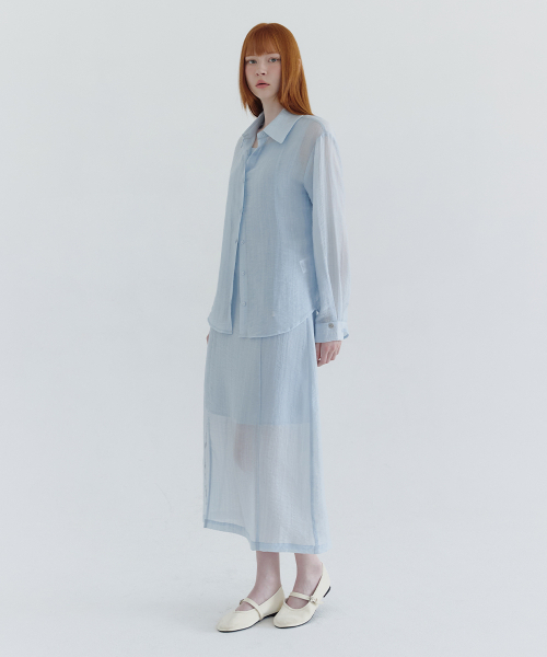 MICANE（ミケーネ）の「ビアストライプドレスシャツセットアップ（ワンピース・レディース・スカイブルー/ブラック/クリーム・SMALL/MEDIUM/LARGE/X-LARGE/XX-LARGE）」の9枚目の写真
