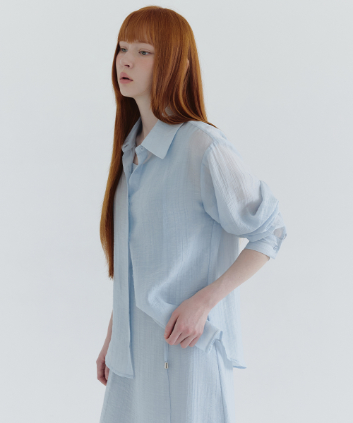 MICANE（ミケーネ）の「ビアストライプドレスシャツセットアップ（ワンピース・レディース・スカイブルー/ブラック/クリーム・SMALL/MEDIUM/LARGE/X-LARGE/XX-LARGE）」の8枚目の写真