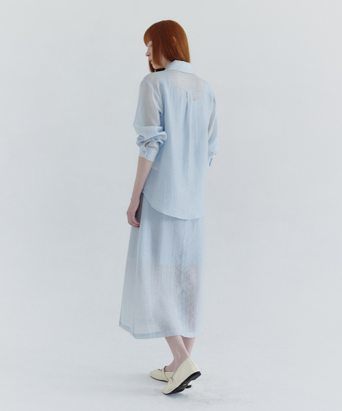 MICANE（ミケーネ）の「ビアストライプドレスシャツセットアップ（ワンピース・レディース・スカイブルー/ブラック/クリーム・SMALL/MEDIUM/LARGE/X-LARGE/XX-LARGE）」の5枚目の写真