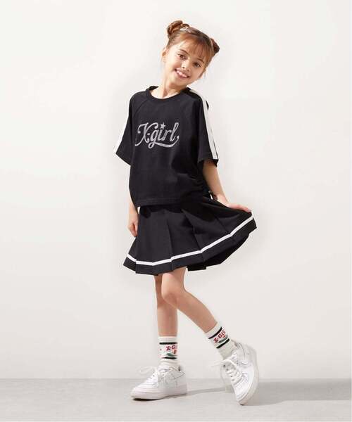X-girl Stages(エックスガールステージス)の「ラメロゴ半袖Tシャツ+ラインプリーツスカート セット(セットアップ・キッズ・ブラック/ピンク・110cm/140cm/130cm/100cm/90cm/120cm)」の18枚目の写真