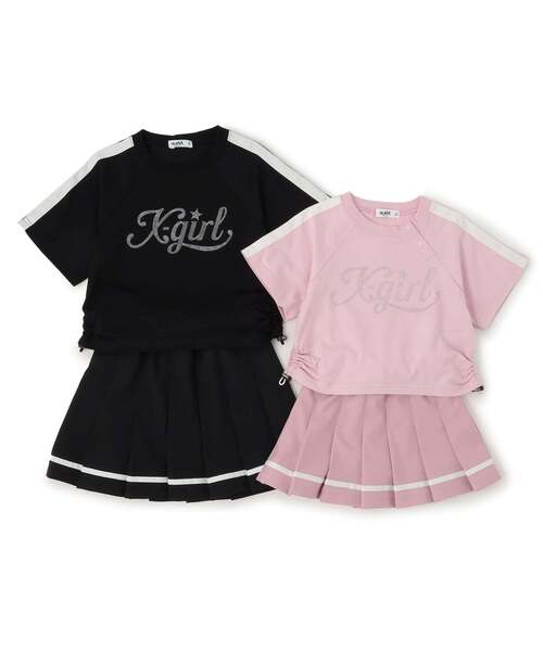 X-girl Stages(エックスガールステージス)の「ラメロゴ半袖Tシャツ+ラインプリーツスカート セット(セットアップ・キッズ・ブラック/ピンク・110cm/140cm/130cm/100cm/90cm/120cm)」の17枚目の写真