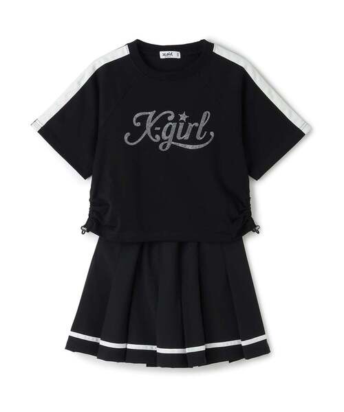 X-girl Stages(エックスガールステージス)の「ラメロゴ半袖Tシャツ+ラインプリーツスカート セット(セットアップ・キッズ・ブラック/ピンク・110cm/140cm/130cm/100cm/90cm/120cm)」の16枚目の写真
