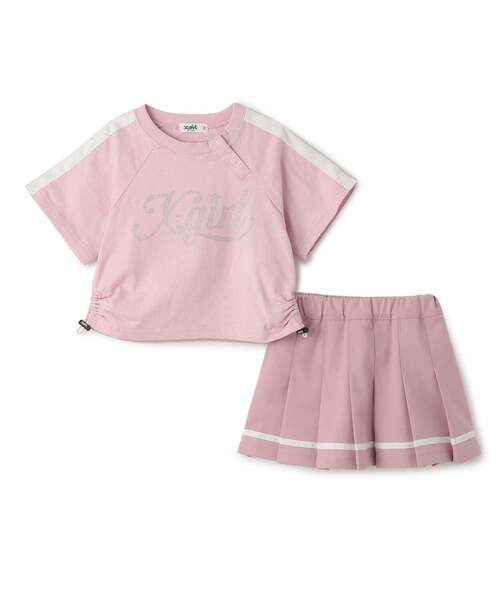 X-girl Stages(エックスガールステージス)の「ラメロゴ半袖Tシャツ+ラインプリーツスカート セット(セットアップ・キッズ・ブラック/ピンク・110cm/140cm/130cm/100cm/90cm/120cm)」の14枚目の写真