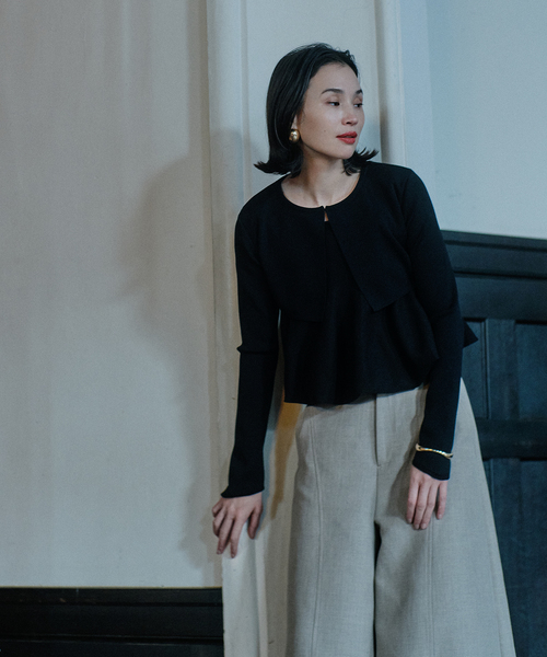 Noble(ノーブル)の「【洗える】ELENI/エルニ マイクロミニレングスカーディガン(カーディガン/ボレロ・レディース・ホワイト/ブラック・FREE)」の3枚目の写真