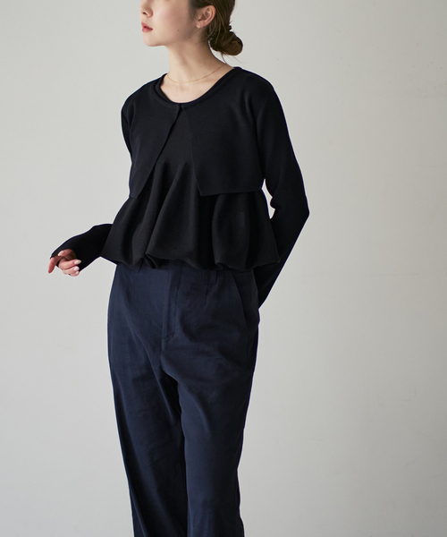 Noble(ノーブル)の「【洗える】ELENI/エルニ マイクロミニレングスカーディガン(カーディガン/ボレロ・レディース・ホワイト/ブラック・FREE)」の4枚目の写真