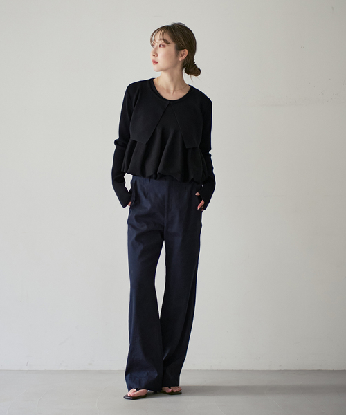Noble(ノーブル)の「【洗える】ELENI/エルニ マイクロミニレングスカーディガン(カーディガン/ボレロ・レディース・ホワイト/ブラック・FREE)」の5枚目の写真