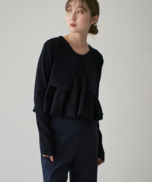 Noble(ノーブル)の「【洗える】ELENI/エルニ マイクロミニレングスカーディガン(カーディガン/ボレロ・レディース・ホワイト/ブラック・FREE)」の7枚目の写真