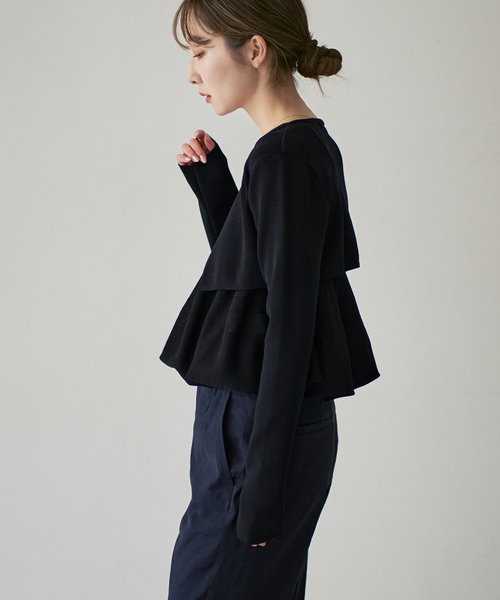 Noble(ノーブル)の「【洗える】ELENI/エルニ マイクロミニレングスカーディガン(カーディガン/ボレロ・レディース・ホワイト/ブラック・FREE)」の8枚目の写真