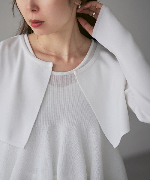 Noble(ノーブル)の「【洗える】ELENI/エルニ マイクロミニレングスカーディガン(カーディガン/ボレロ・レディース・ホワイト/ブラック・FREE)」の13枚目の写真