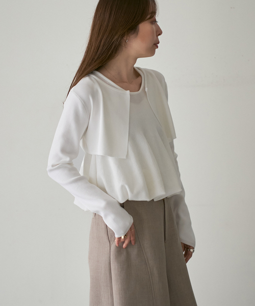 Noble(ノーブル)の「【洗える】ELENI/エルニ マイクロミニレングスカーディガン(カーディガン/ボレロ・レディース・ホワイト/ブラック・FREE)」の17枚目の写真