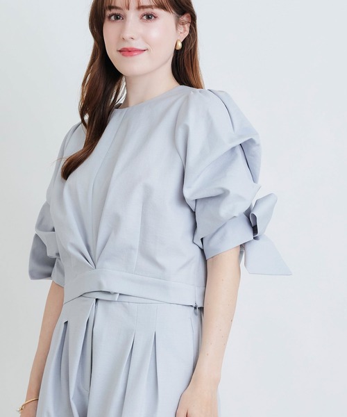 PICCIN(ピッチン)の「【セットアップ可能】麻混リボンスリーブブラウス(シャツ/ブラウス・レディース・オフホワイト/グレー/ブラック・M)」の20枚目の写真