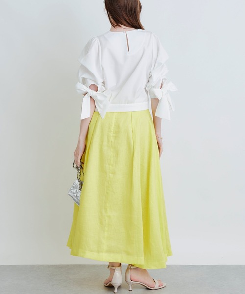 PICCIN(ピッチン)の「【セットアップ可能】麻混リボンスリーブブラウス(シャツ/ブラウス・レディース・オフホワイト/グレー/ブラック・M)」の10枚目の写真