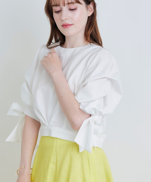 PICCIN(ピッチン)の「【セットアップ可能】麻混リボンスリーブブラウス(シャツ/ブラウス・レディース・オフホワイト/グレー/ブラック・M)」の5枚目の写真