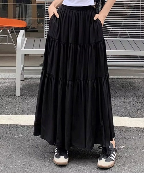 Flugge(フラッジー)の「ティアードロングスカート(スカート・レディース・アイボリー/ブラック・MEDIUM/LARGE)」の3枚目の写真