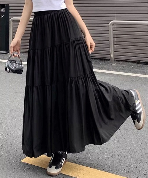 Flugge(フラッジー)の「ティアードロングスカート(スカート・レディース・アイボリー/ブラック・MEDIUM/LARGE)」の4枚目の写真