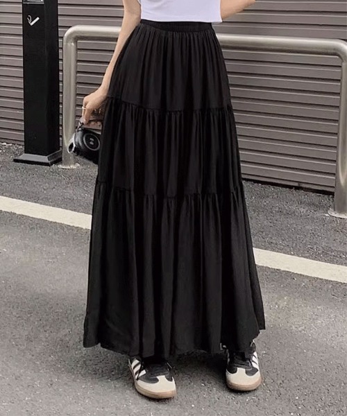 Flugge(フラッジー)の「ティアードロングスカート(スカート・レディース・アイボリー/ブラック・MEDIUM/LARGE)」の5枚目の写真